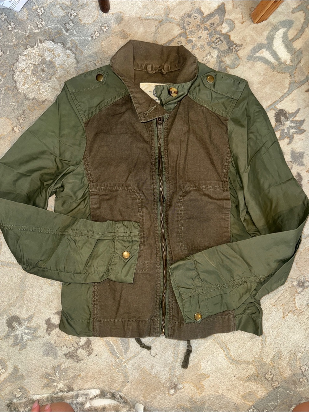 Lucky Brand Two-Tone Olive & Dark Brown Utility Jacket